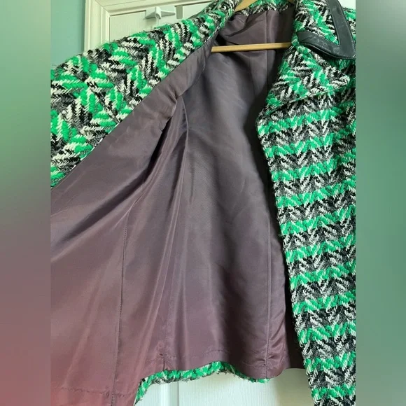 Vintage Leather-trimmed Wool Coat, 1970s - Picture 7 of 11